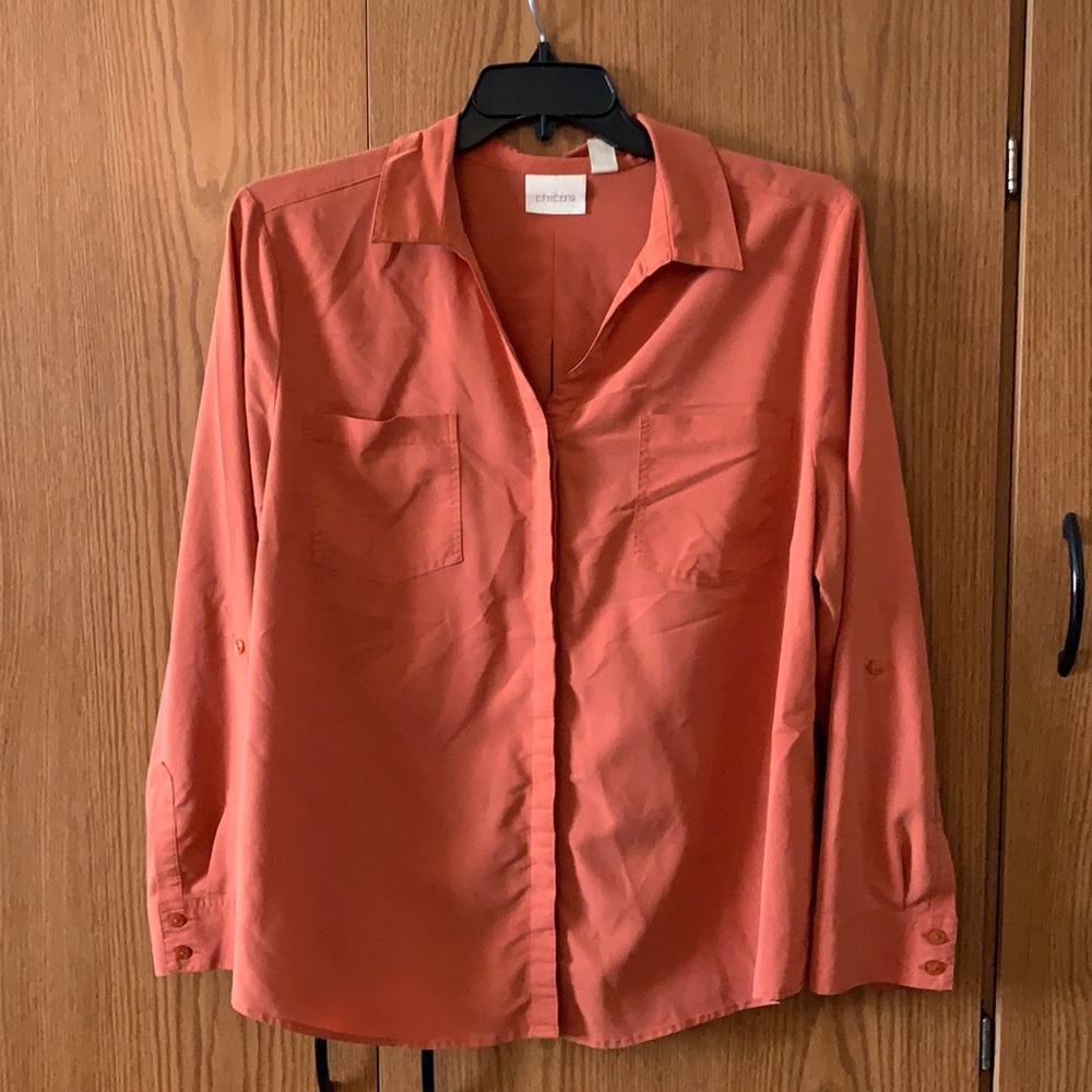 Chico’s burnt orange blouse